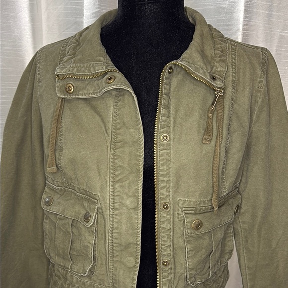 Aeropostale Cargo Utility Army Green Zip & Snap Women’s M Cropped Jacket - Picture 1 of 10